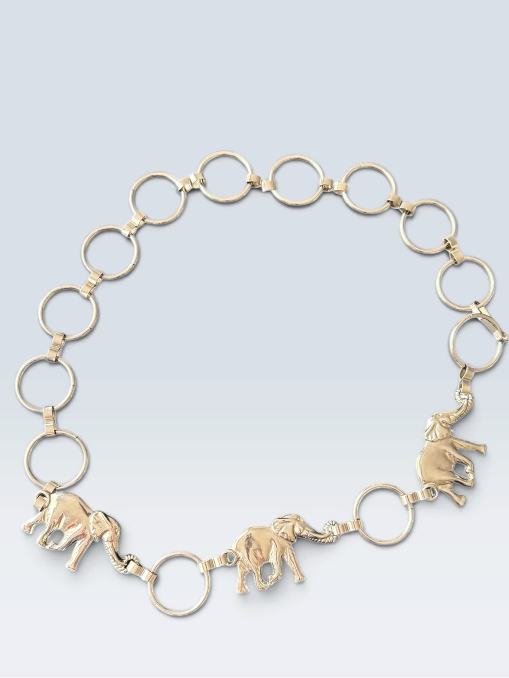 Silver Tone Elephant Adjustable Chain Belt